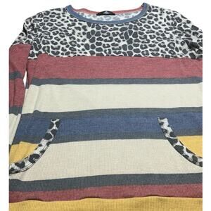 Leopard Print and Striped Women's Top